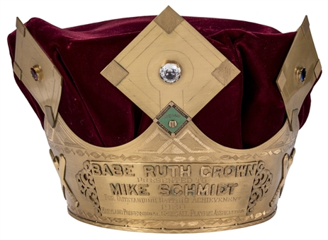 Mike Schmidts Actual 1980 Babe Ruth "Sultan of Swat Award" Crown Presented To and Personally Owned by Schmidt -MVP and WS MVP Season